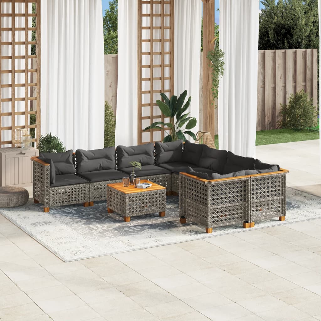 Set Canapele De Grădină, 9 Piese, Cu Perne, , Poliratan