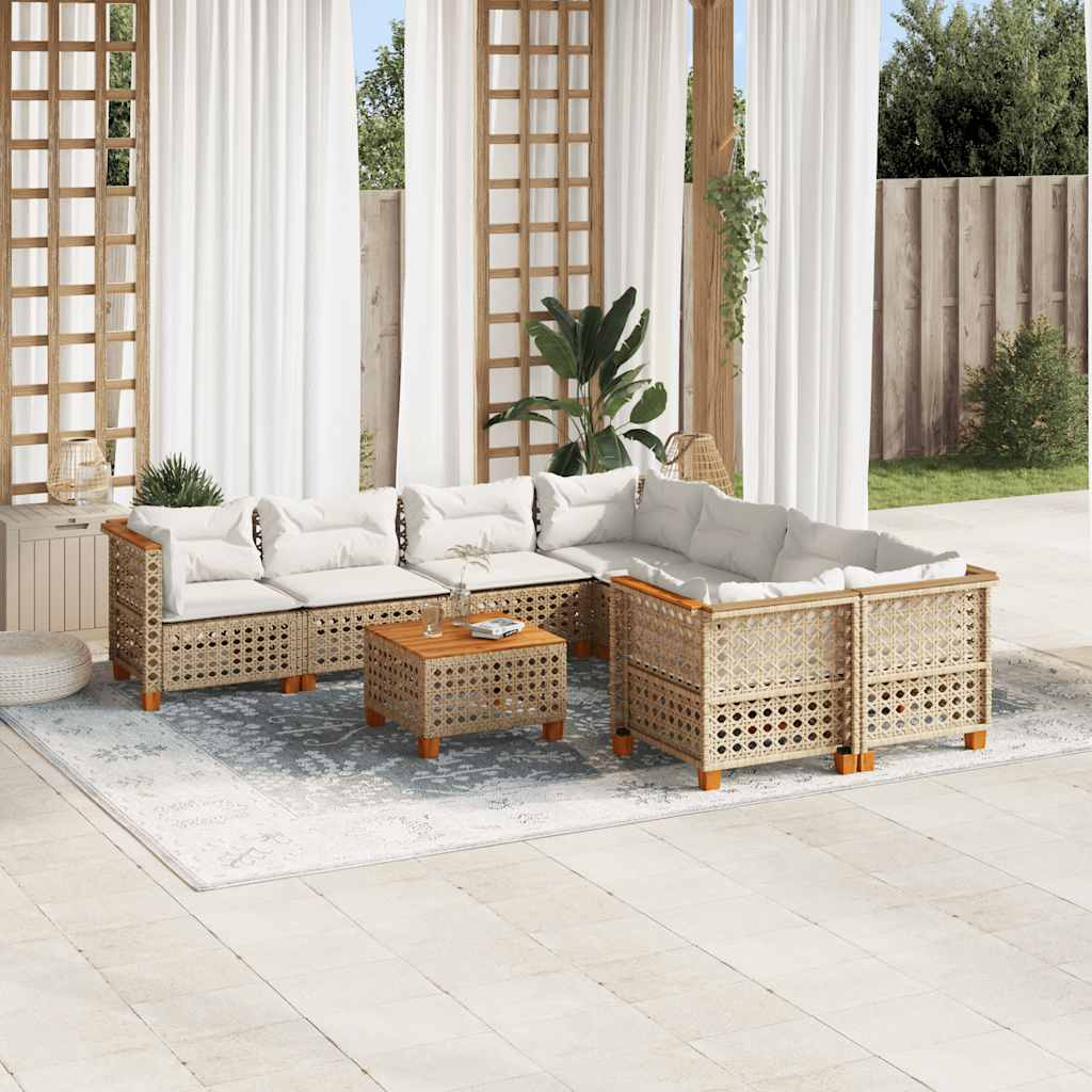 Set Canapele De Grădină, 9 Piese, Cu Perne, , Poliratan