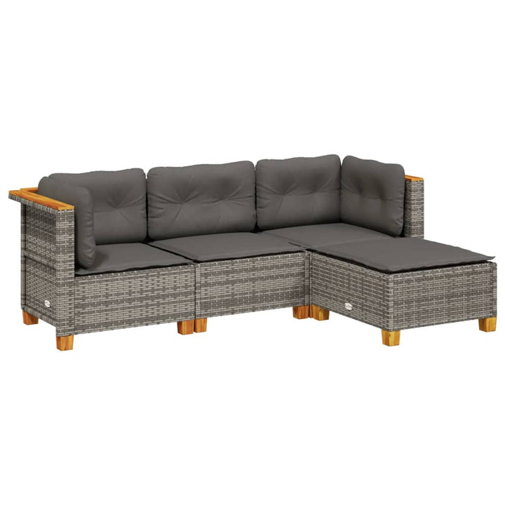 Set Canapea De Grădină Cu Perne, 4 Piese, , Poliratan