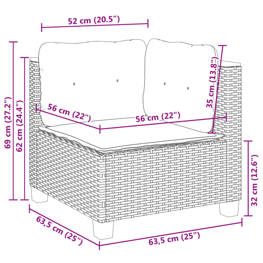 Set Canapea De Grădină Cu Perne, 4 Piese, , Poliratan
