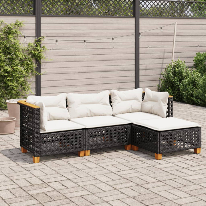 Set Canapea De Grădină Cu Perne, 4 Piese, , Poliratan