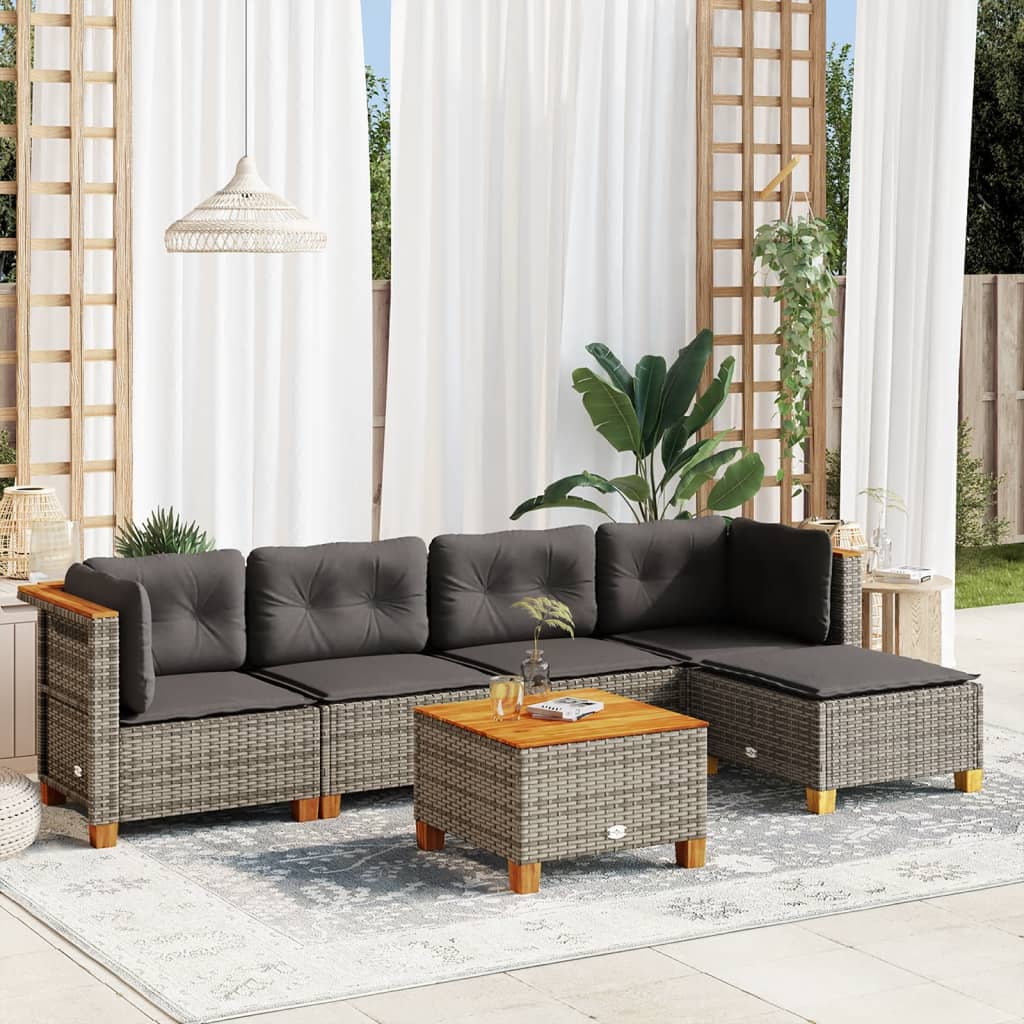 Set Mobilier De Grădină Cu Perne, 6 Piese, , Poliratan
