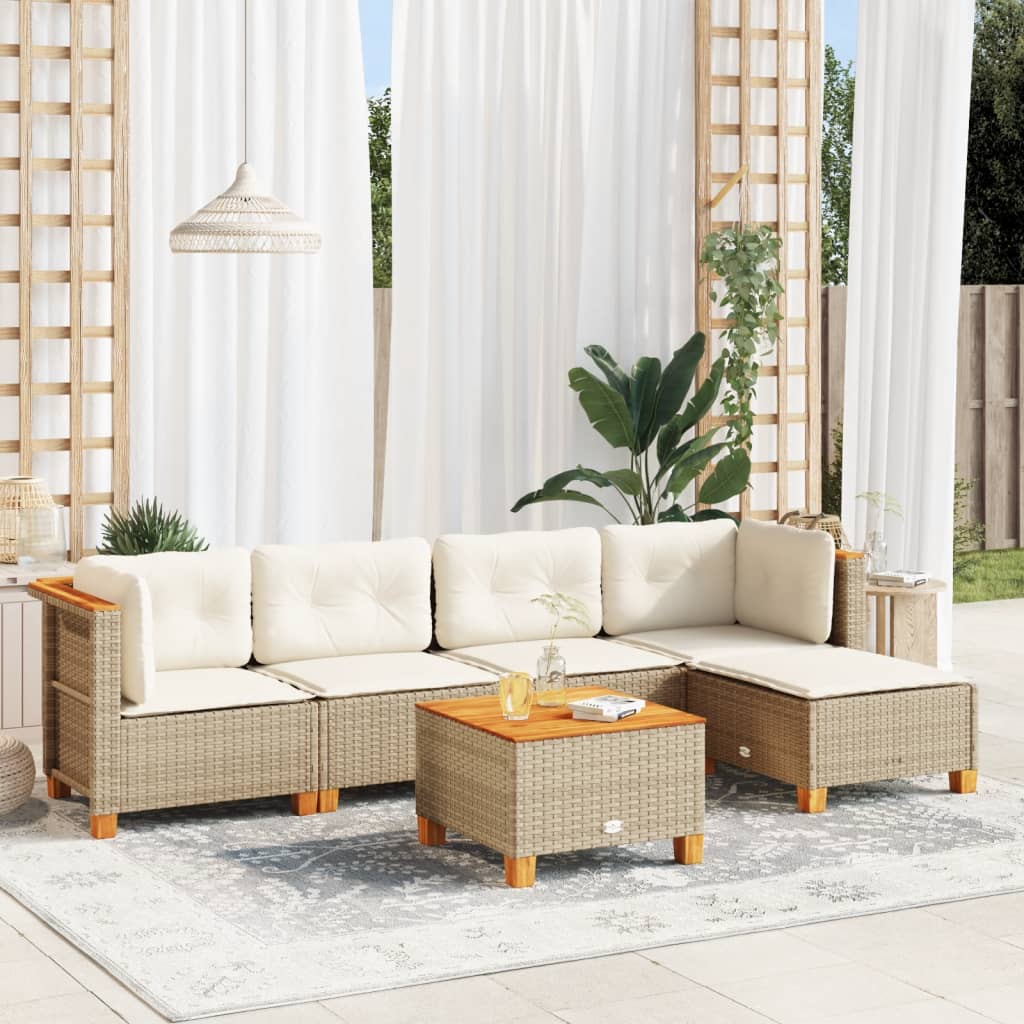 Set Mobilier De Grădină Cu Perne, 6 Piese, , Poliratan