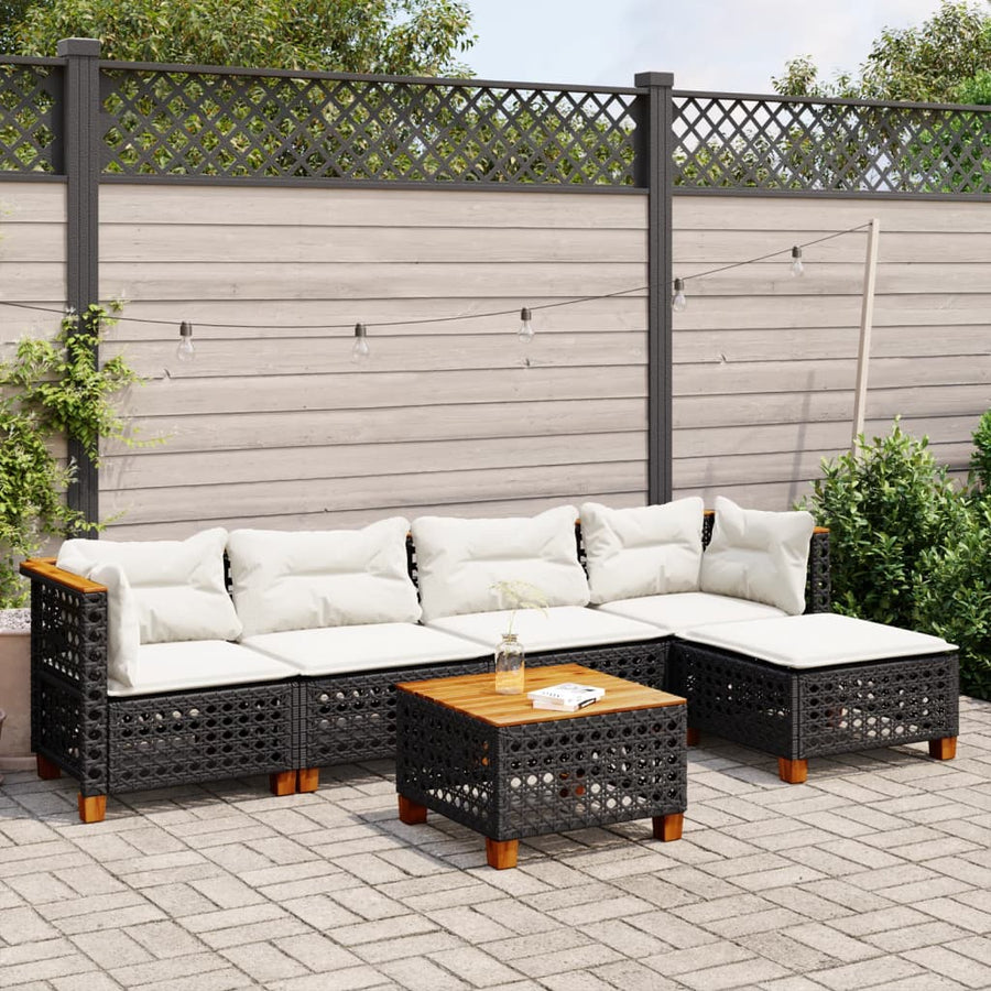 Set Mobilier De Grădină Cu Perne, 6 Piese, , Poliratan