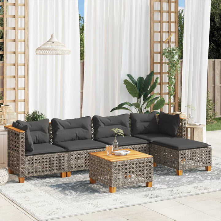 Set Mobilier De Grădină Cu Perne, 6 Piese, , Poliratan