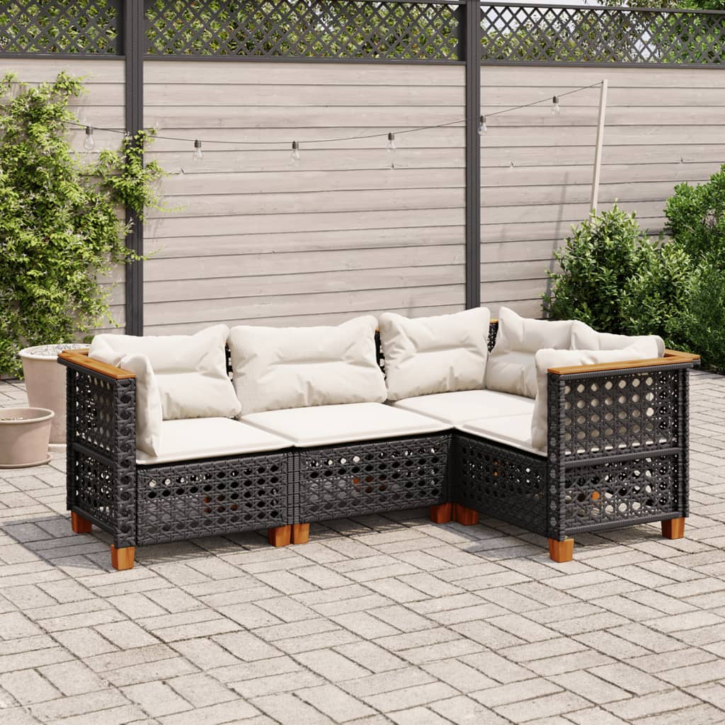 Set Canapea De Grădină Cu Perne, 5 Piese, , Poliratan