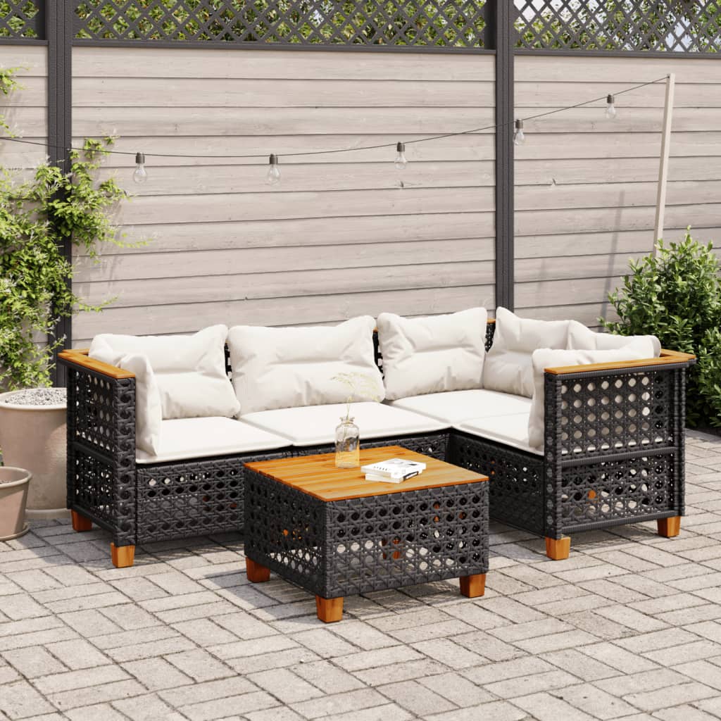 Set Canapea De Grădină Cu Perne, 5 Piese, , Poliratan