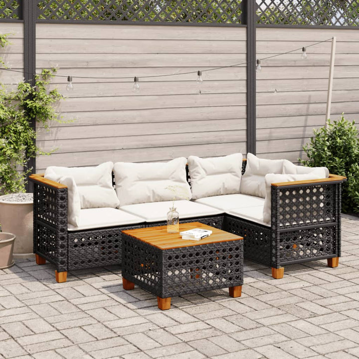 Set Canapea De Grădină Cu Perne, 5 Piese, , Poliratan