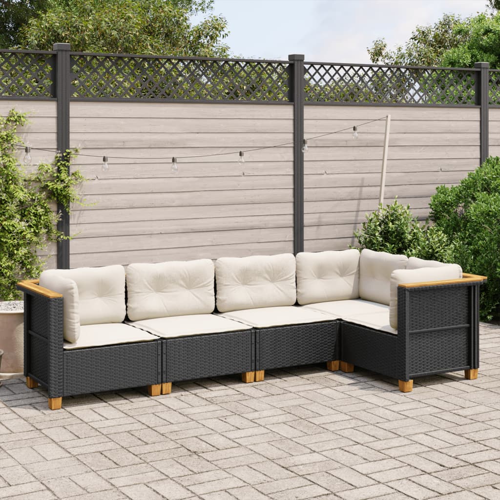 Set Canapea De Grădină Cu Perne, 5 Piese, , Poliratan