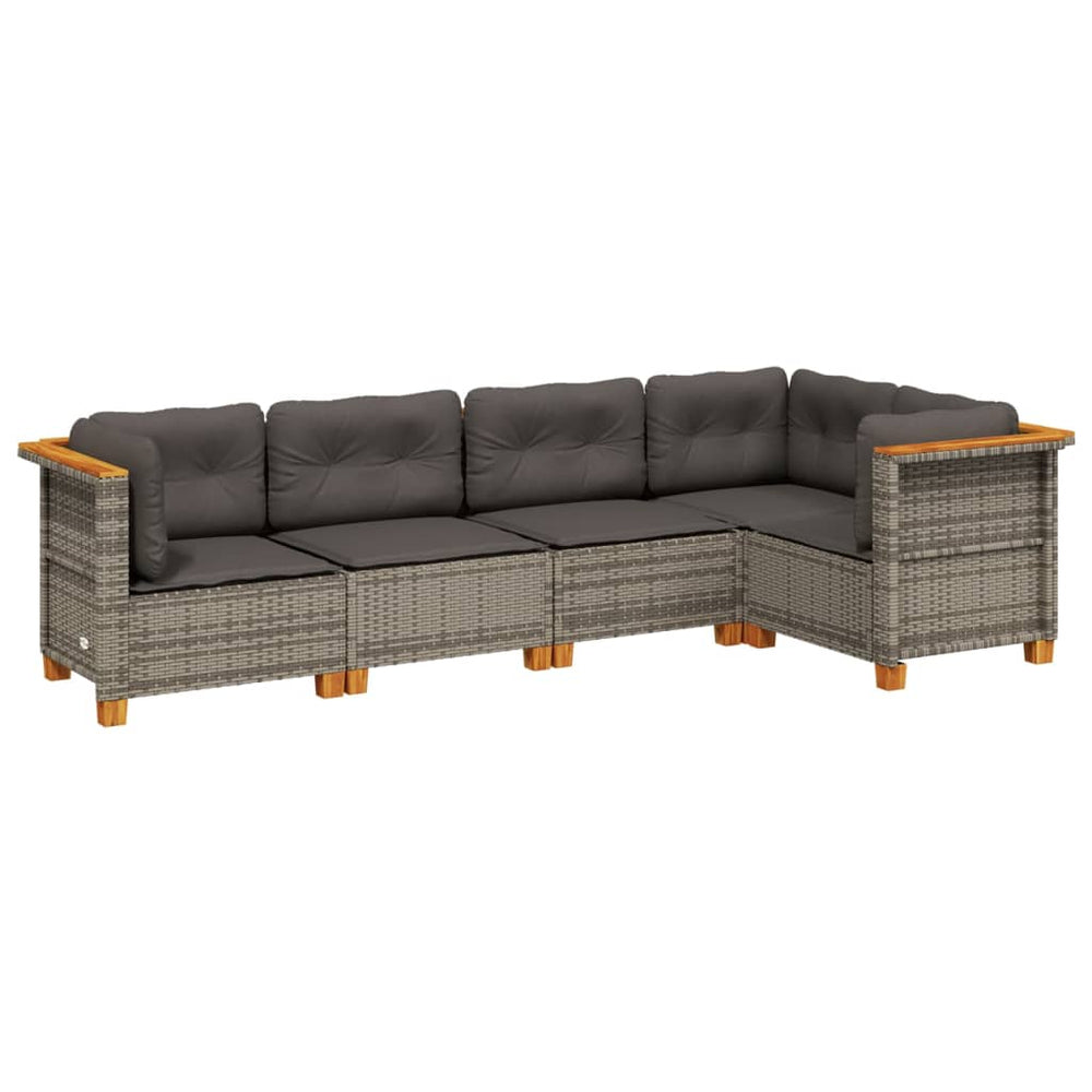 Set Canapea De Grădină Cu Perne, 5 Piese, , Poliratan
