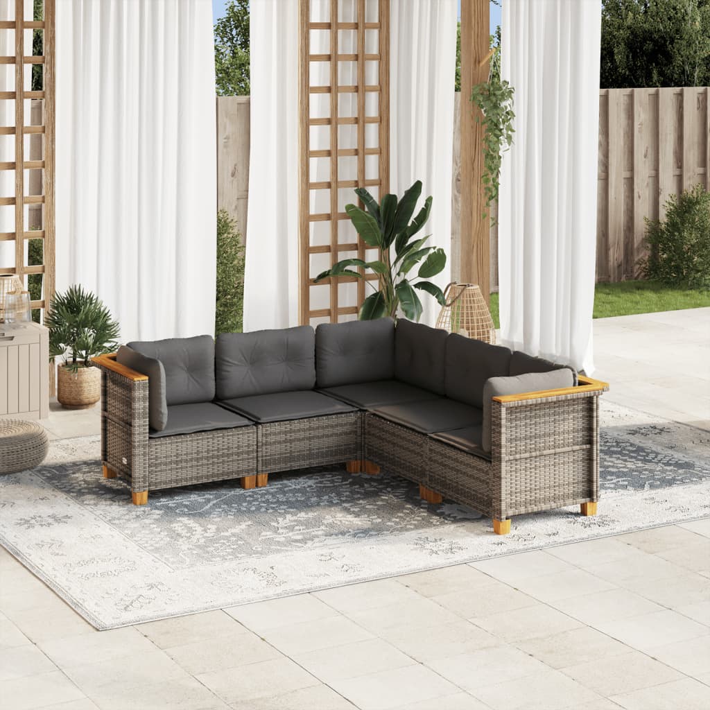 Set Mobilier De Grădină Cu Perne, 6 Piese, , Poliratan