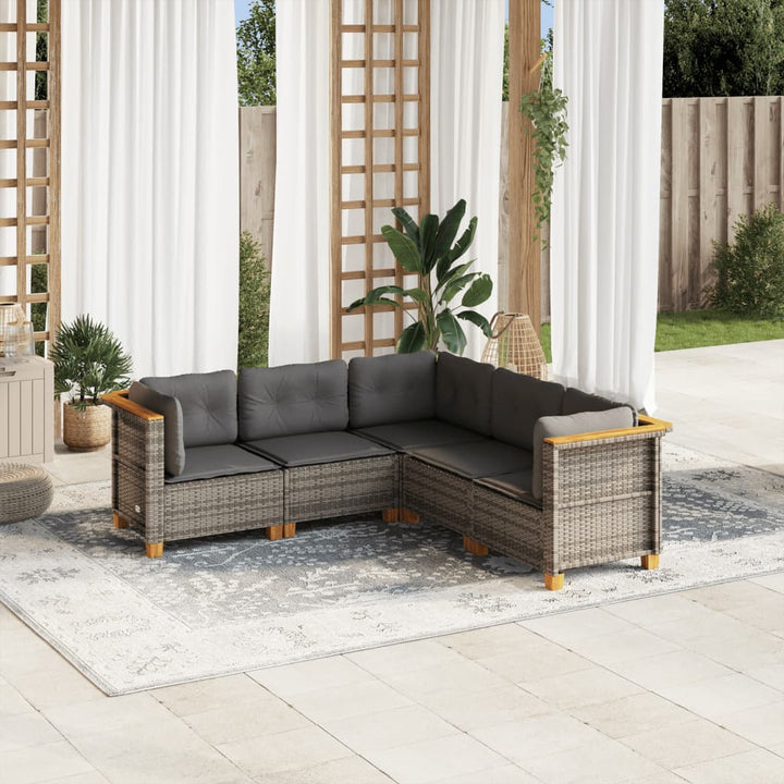 Set Mobilier De Grădină Cu Perne, 6 Piese, , Poliratan