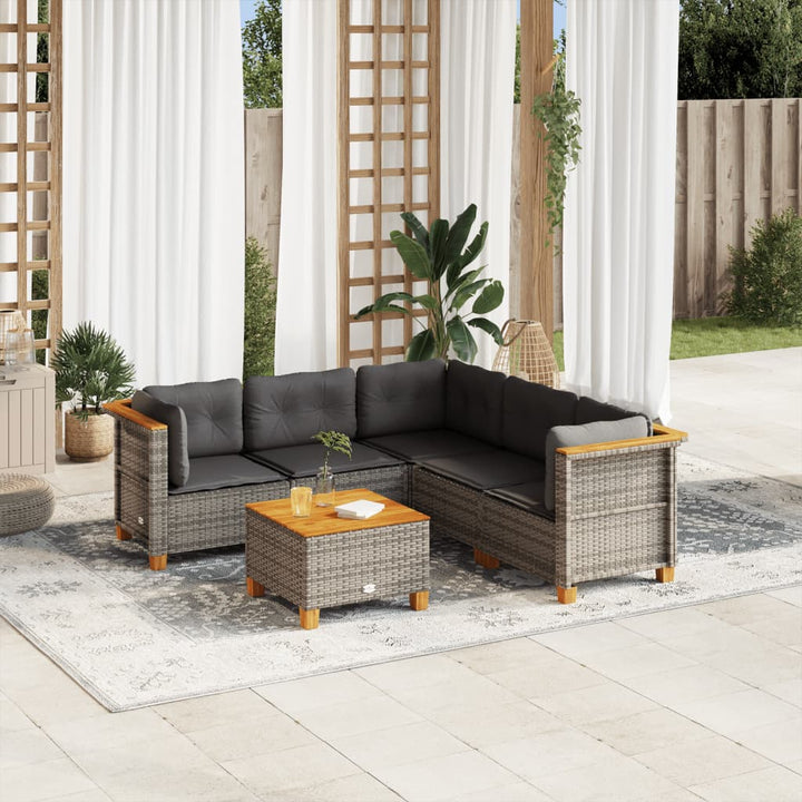 Set Mobilier De Grădină Cu Perne, 6 Piese, , Poliratan