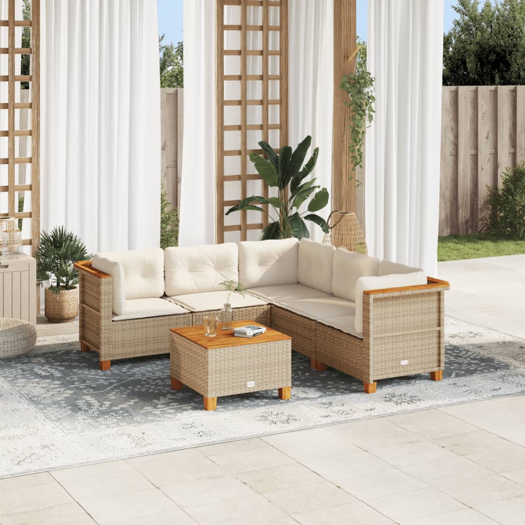 Set Mobilier De Grădină Cu Perne, 6 Piese, , Poliratan