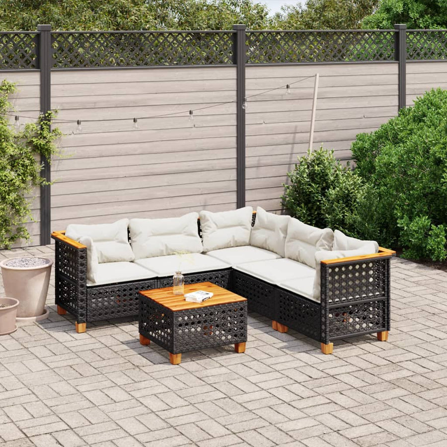 Set Mobilier De Grădină Cu Perne, 6 Piese, , Poliratan
