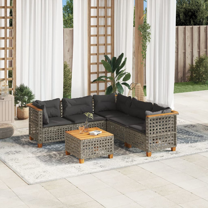 Set Mobilier De Grădină Cu Perne, 6 Piese, , Poliratan