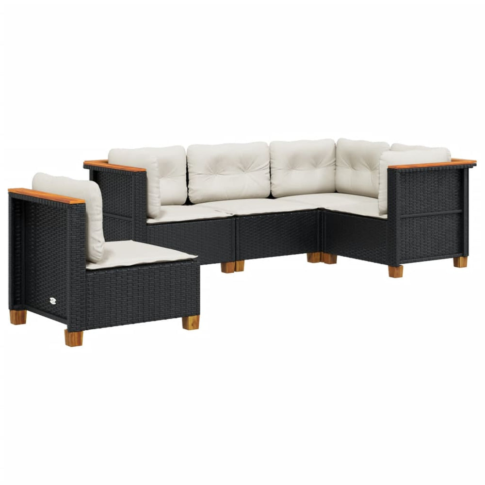 Set Mobilier De Grădină Cu Perne, 5 Piese, , Poliratan