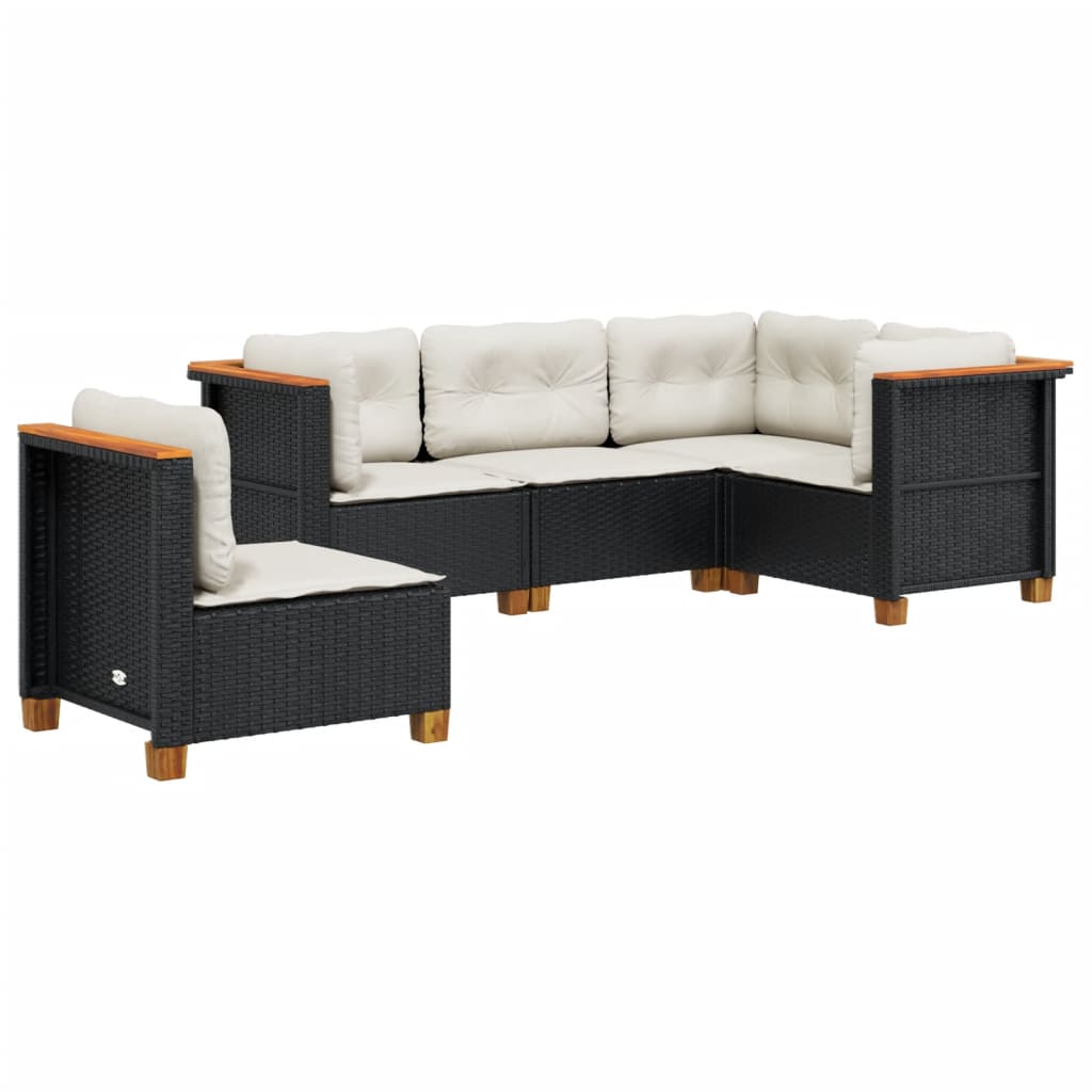 Set Mobilier De Grădină Cu Perne, 5 Piese, , Poliratan
