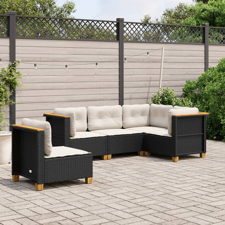 Set Mobilier De Grădină Cu Perne, 5 Piese, , Poliratan