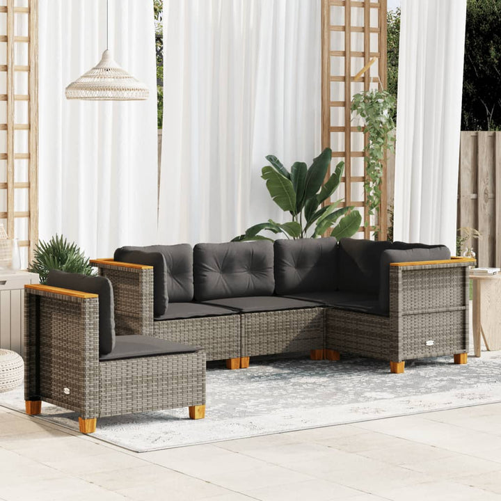 Set Mobilier De Grădină Cu Perne, 5 Piese, , Poliratan
