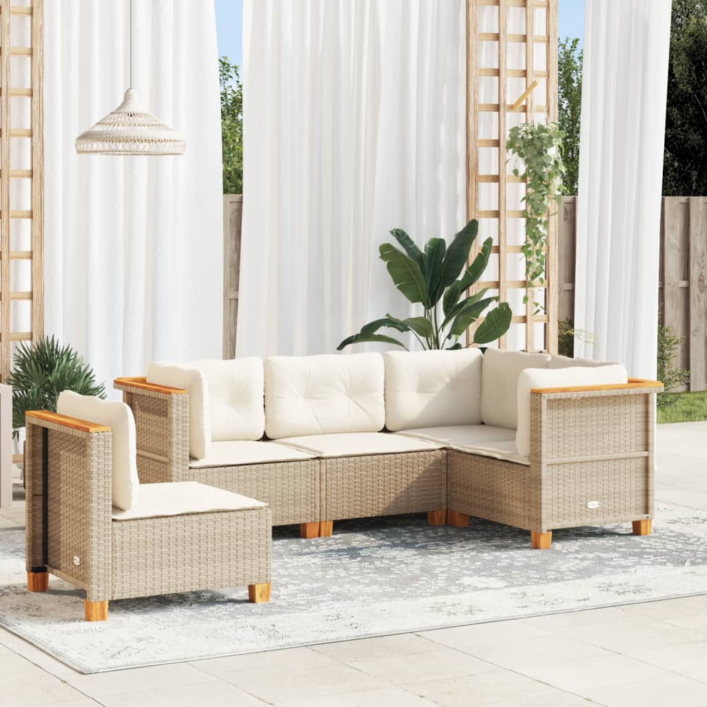 Set Mobilier De Grădină Cu Perne, 5 Piese, , Poliratan