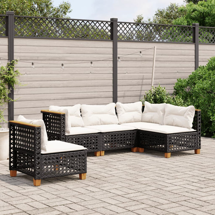 Set Mobilier De Grădină Cu Perne, 5 Piese, , Poliratan