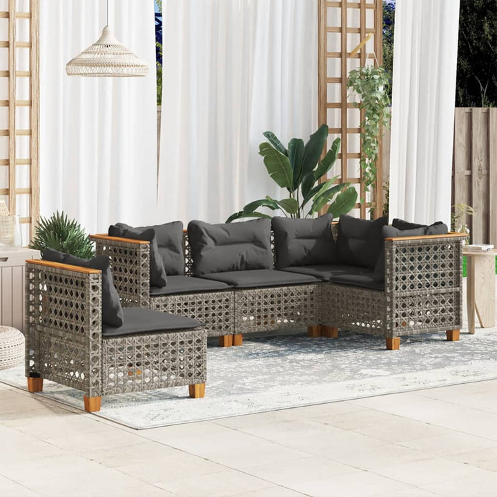 Set Mobilier De Grădină Cu Perne, 5 Piese, , Poliratan