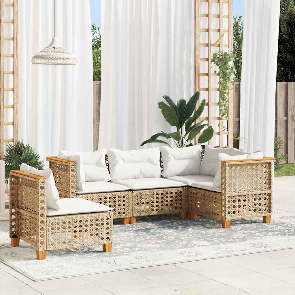 Set Mobilier De Grădină Cu Perne, 5 Piese, , Poliratan