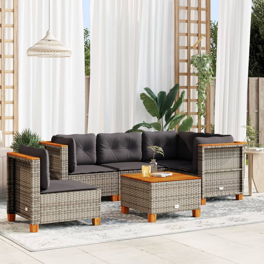 Set Mobilier De Grădină Cu Perne, 5 Piese, , Poliratan
