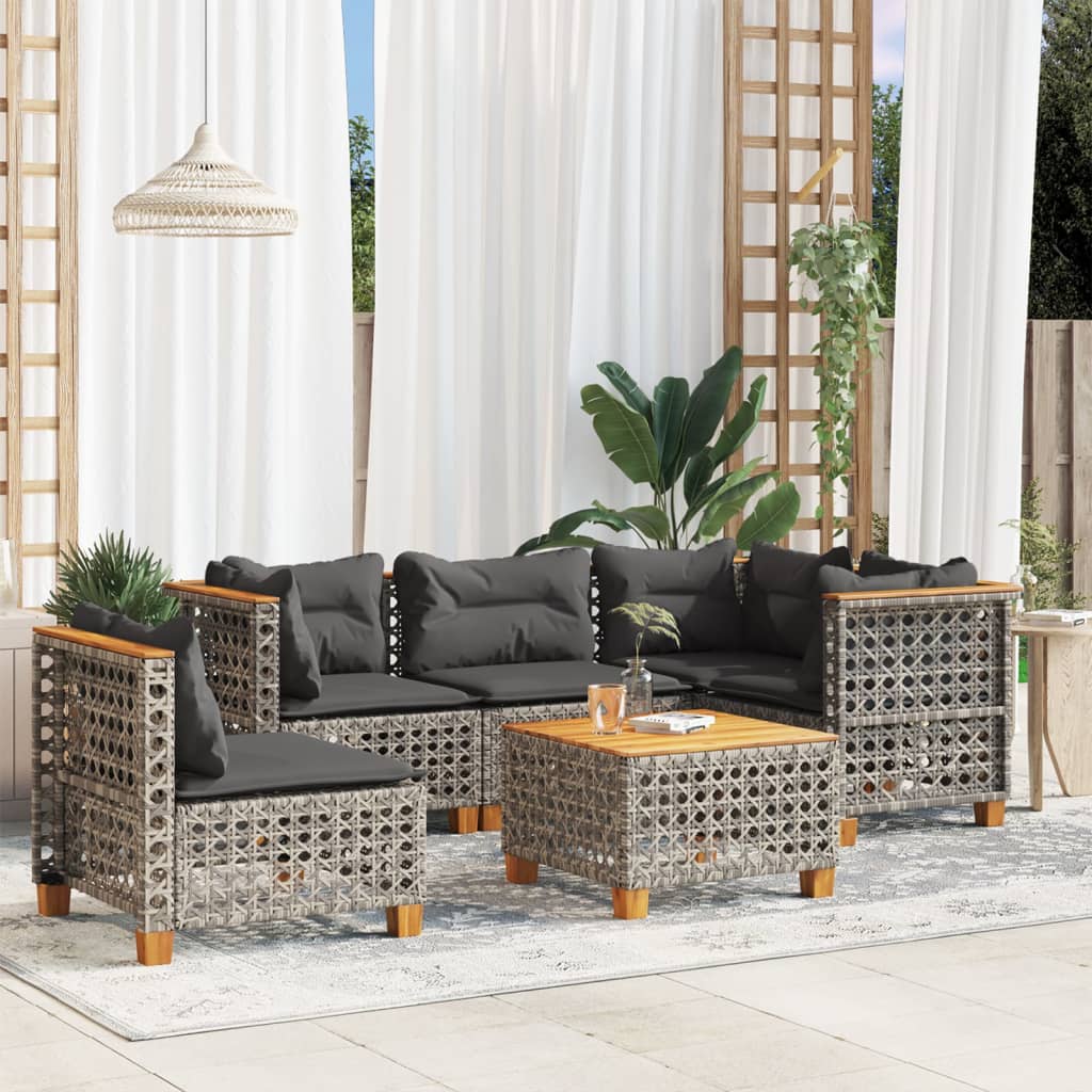 Set Mobilier De Grădină Cu Perne, 5 Piese, , Poliratan
