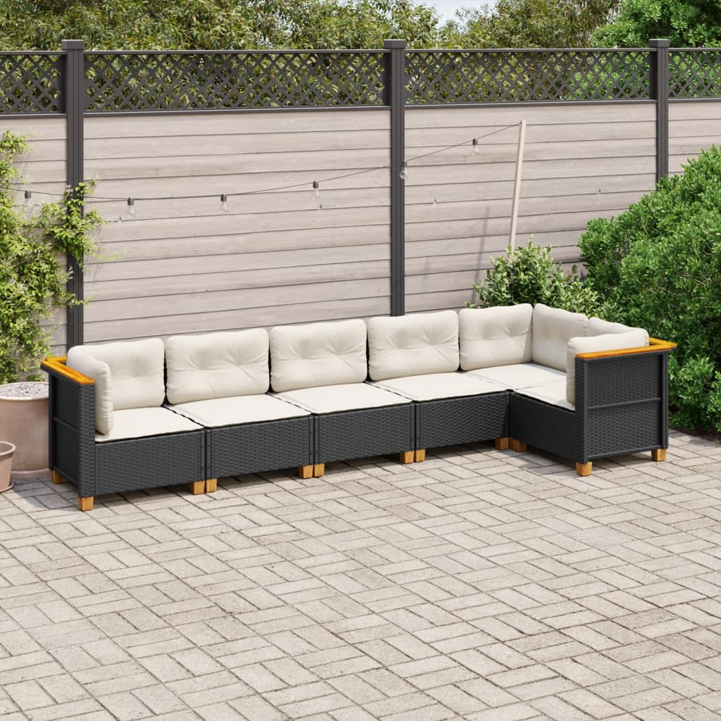 Set Mobilier Grădină Cu Perne, 6 Piese, , Poliratan