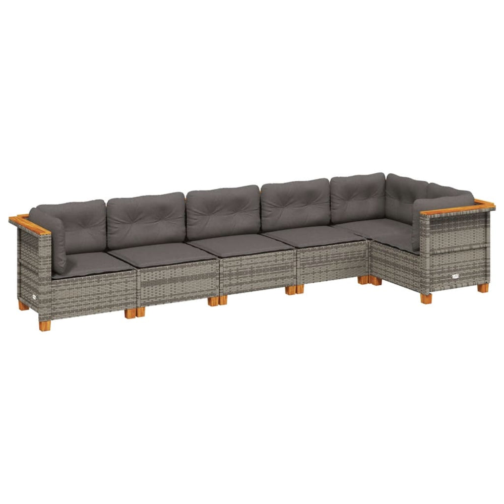 Set Mobilier Grădină Cu Perne, 6 Piese, , Poliratan