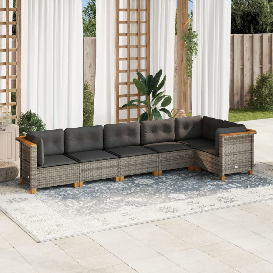 Set Mobilier Grădină Cu Perne, 6 Piese, , Poliratan