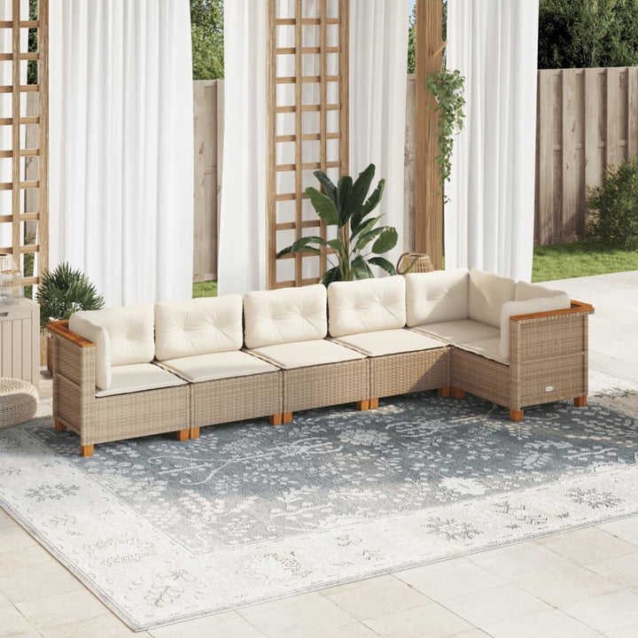 Set Mobilier Grădină Cu Perne, 6 Piese, , Poliratan
