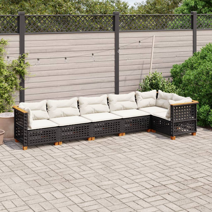 Set Mobilier Grădină Cu Perne, 6 Piese, , Poliratan