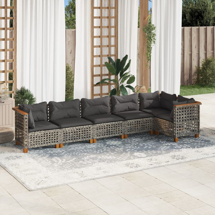 Set Mobilier Grădină Cu Perne, 6 Piese, , Poliratan
