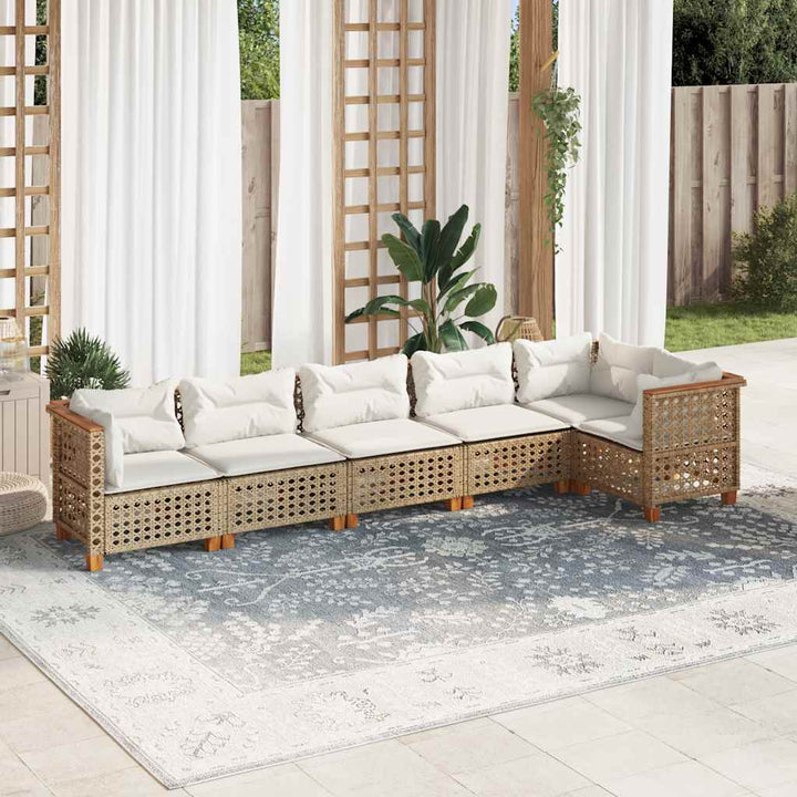 Set Mobilier Grădină Cu Perne, 6 Piese, , Poliratan