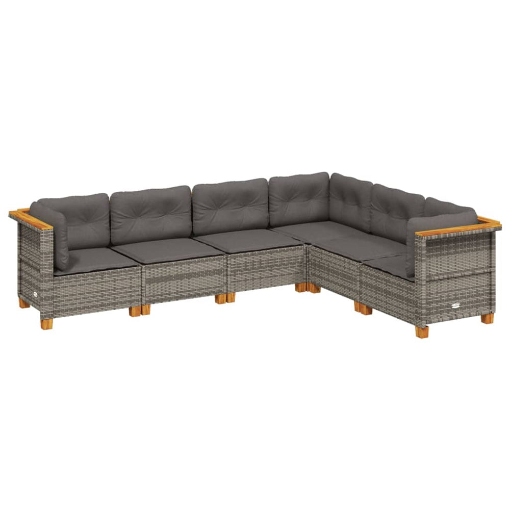 Set Mobilier Grădină Cu Perne, 6 Piese, , Poliratan
