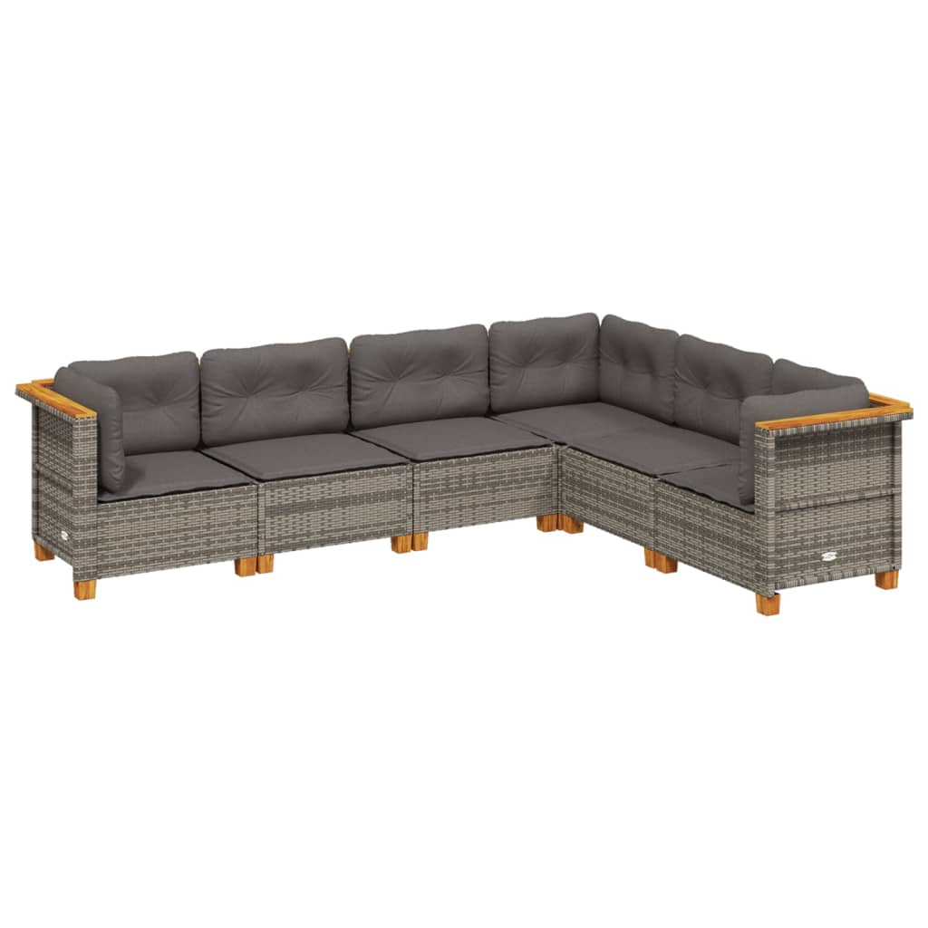 Set Mobilier Grădină Cu Perne, 6 Piese, , Poliratan
