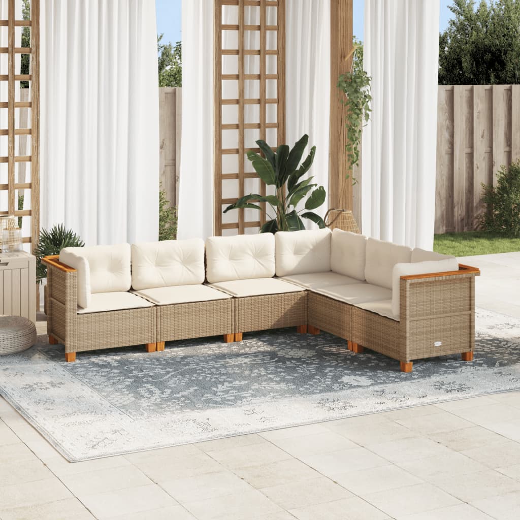 Set Mobilier Grădină Cu Perne, 6 Piese, , Poliratan