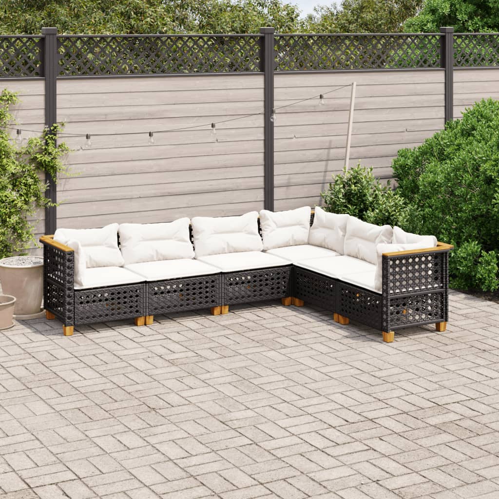 Set Mobilier Grădină Cu Perne, 6 Piese, , Poliratan
