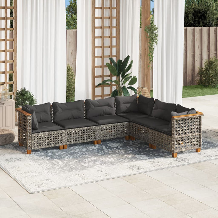 Set Mobilier Grădină Cu Perne, 6 Piese, , Poliratan