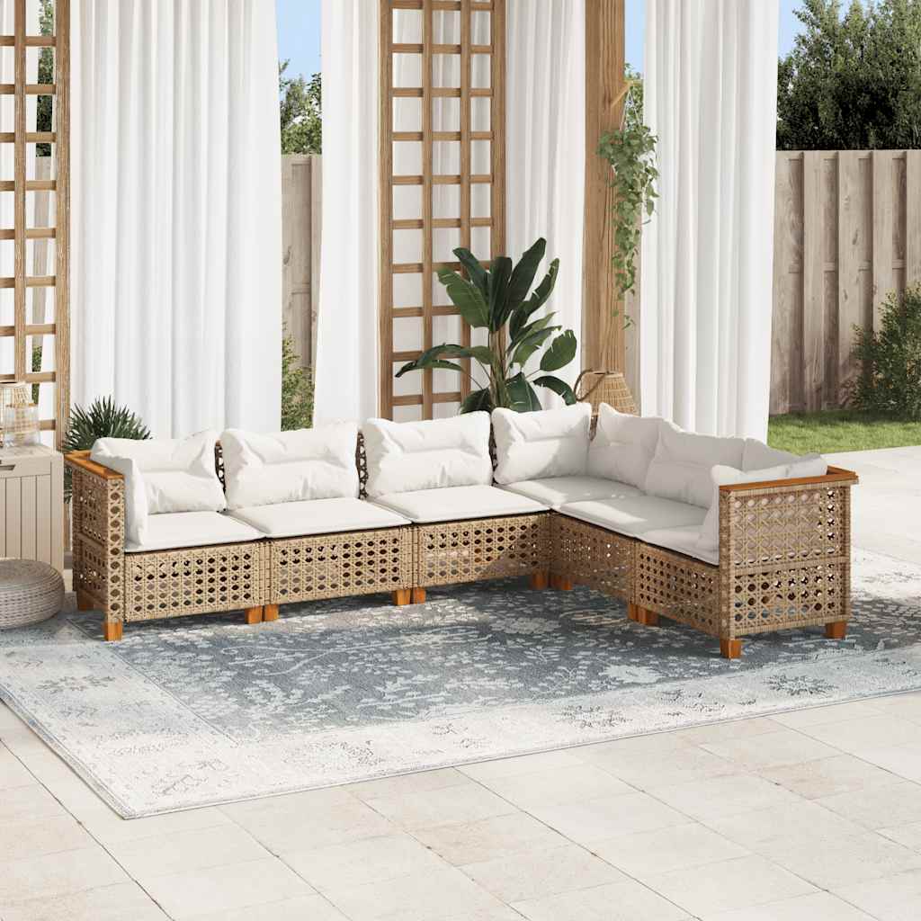Set Mobilier Grădină Cu Perne, 6 Piese, , Poliratan