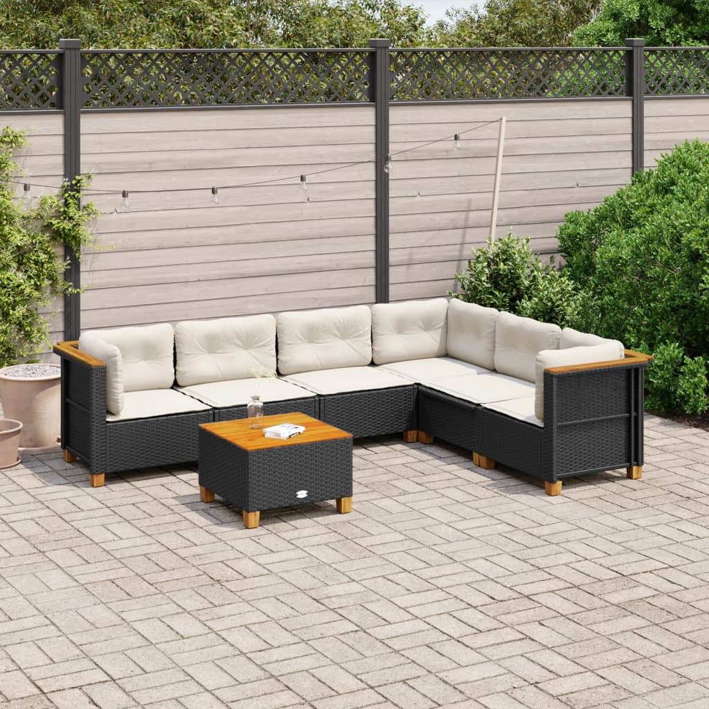 Set Mobilier Grădină Cu Perne, 6 Piese, , Poliratan