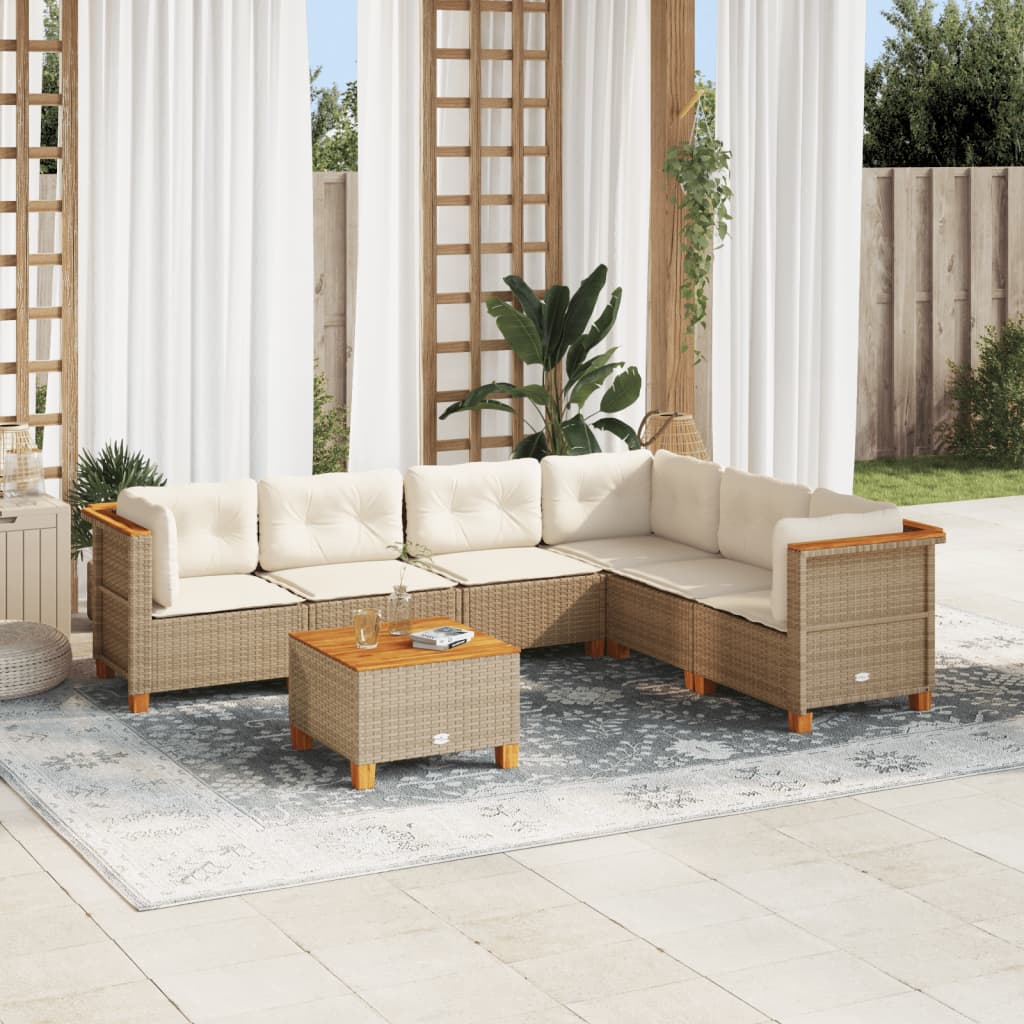 Set Mobilier Grădină Cu Perne, 6 Piese, , Poliratan