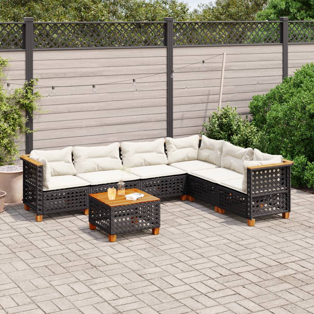 Set Mobilier Grădină Cu Perne, 6 Piese, , Poliratan