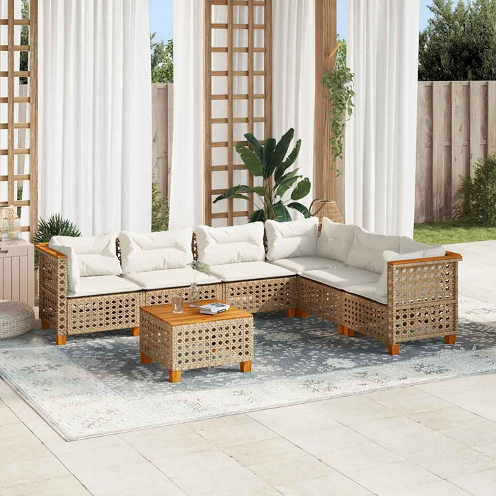 Set Mobilier Grădină Cu Perne, 6 Piese, , Poliratan