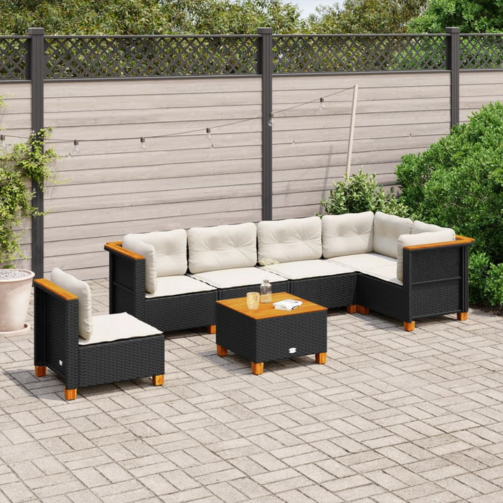 Set Canapele De Grădină Cu Perne, 7 Piese, , Poliratan