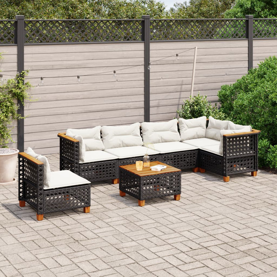 Set Canapele De Grădină Cu Perne, 7 Piese, , Poliratan