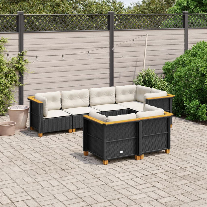 Set Canapele De Grădină Cu Perne, 7 Piese, , Poliratan